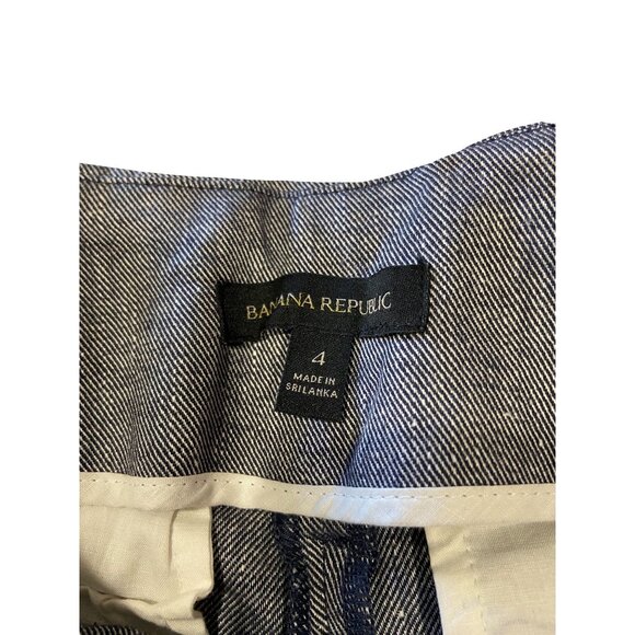 Banana Republic Paperbag Waist Linen Blend Trousers Blue Size 4 Quiet Luxury - Picture 3 of 15